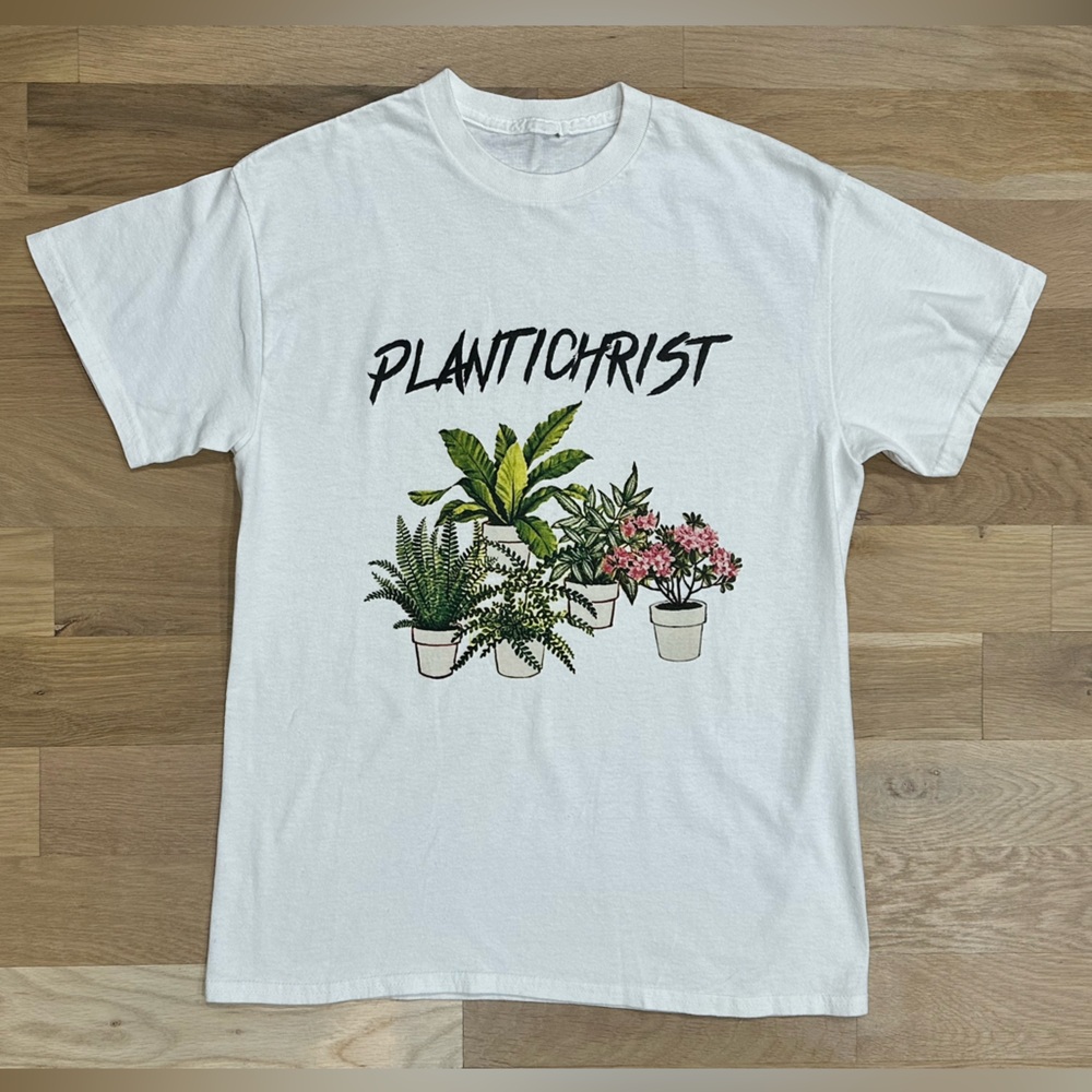 White Graphic T-Shirt with Plant Design